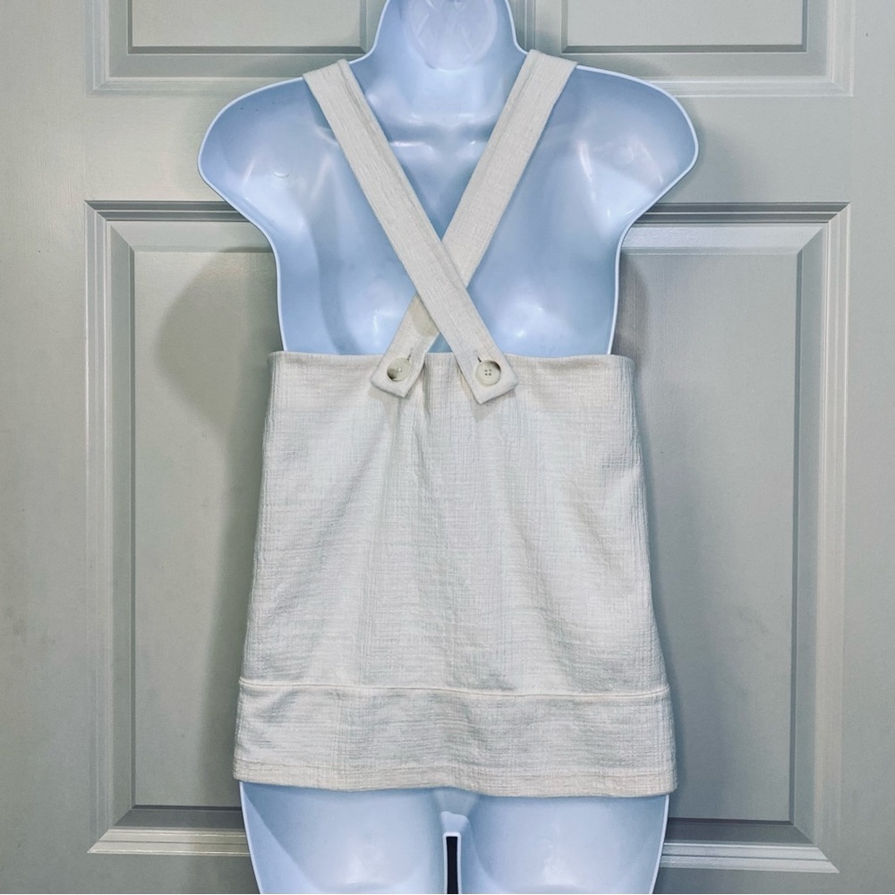 Madewell Apron Cross-Back Tank Top in Ivory Bleached Linen Fit S-M - Picture 5 of 14